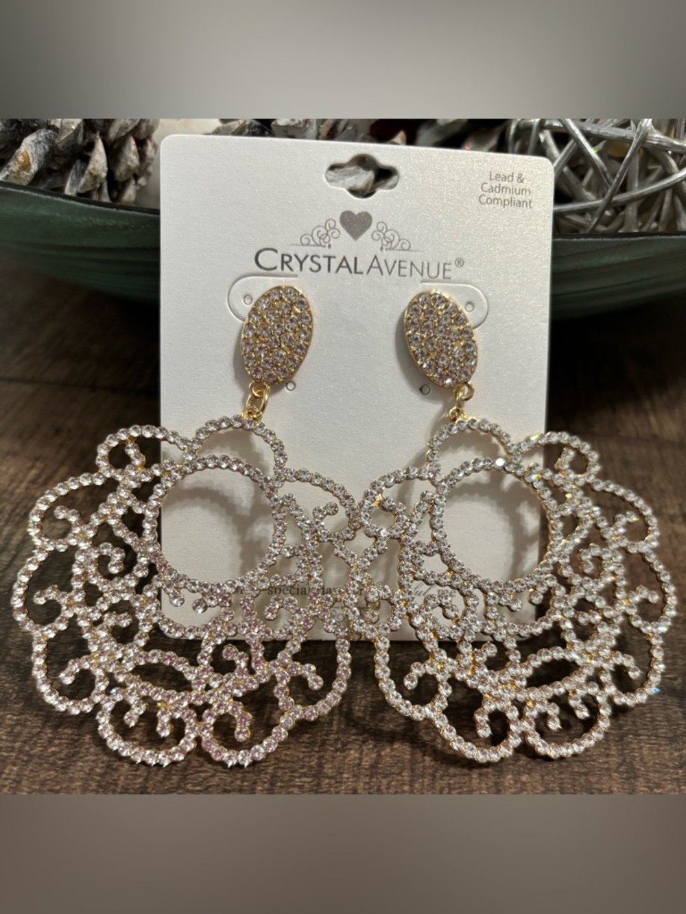 Crystal Avenue Crystal Filigree Statement Earrings